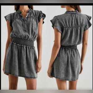 Rails Soft denim-style dark gray Mini Dress. Rushing at waist. Sz S